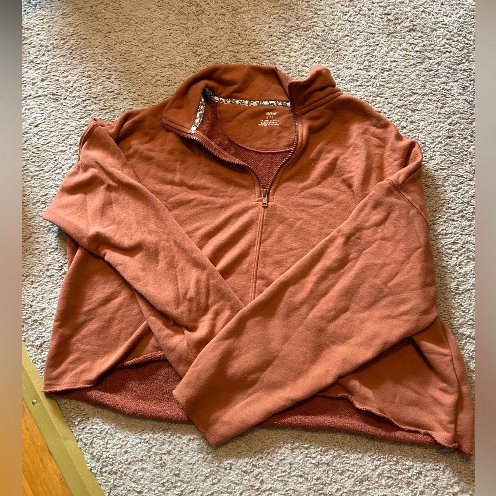 Aerie Cropped Quarter Zip Sweatshirt